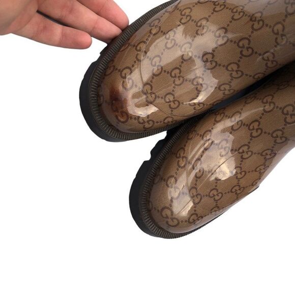 Authentic Gucci Monogram Rain Boots Size 9 - Picture 2 of 16